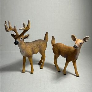 Schleich Deer Figurine Set suitable for a cake topper or display - Brown